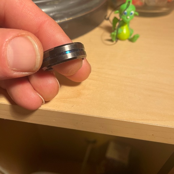 Tungsten Carbide Blue Ion Wedding Band - Picture 2 of 3